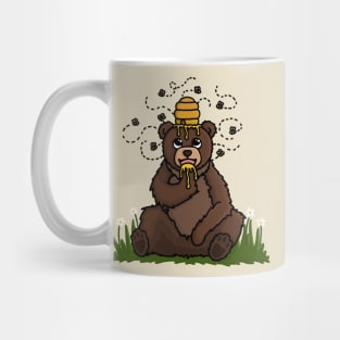 Happy Bear covered in Honey with a Beehive on his head. Mug